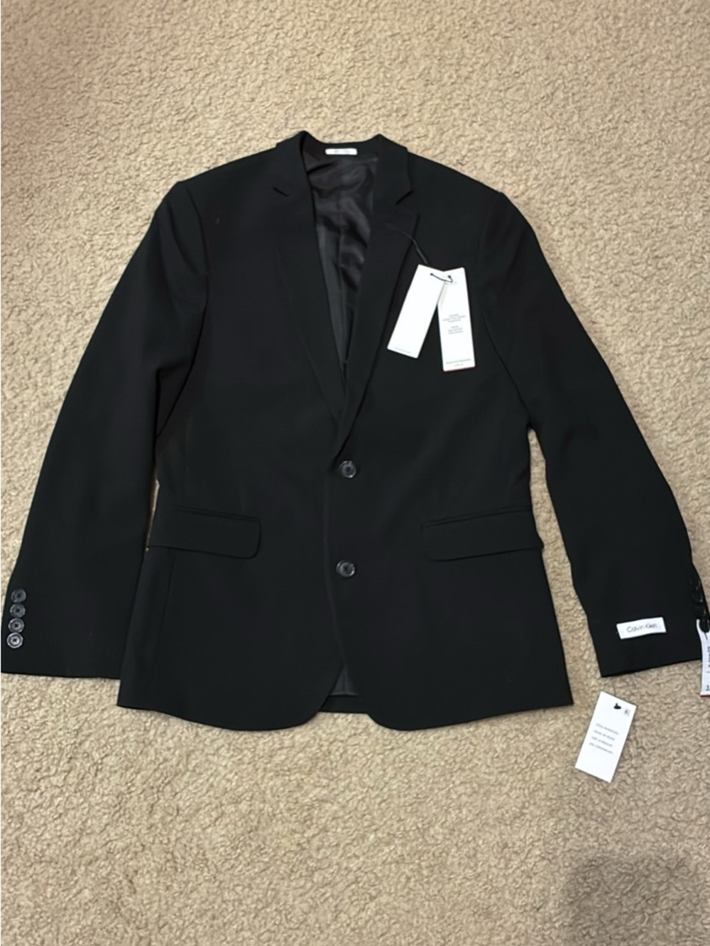 Calvin Klein Black Two-Button Suit Jacket Blazer